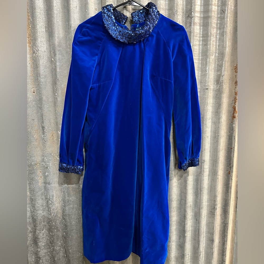 Vintage Blue Long Sleeve Dress